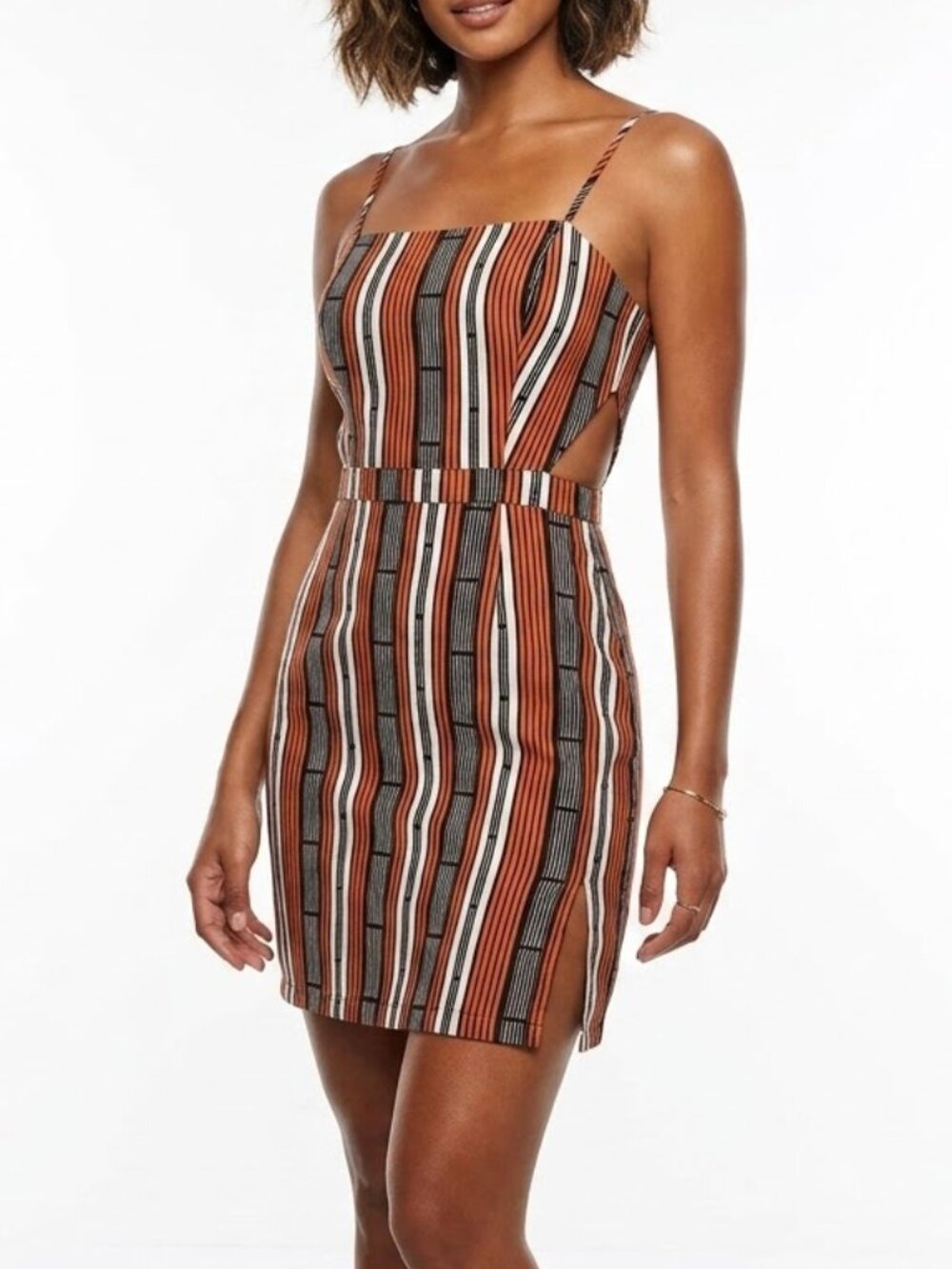 FOREVER 21 Earth Tone Tribal Geometric Cutout Mini Dress Small